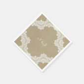 Serviette En Papier Élégant roman rustique Dentelle blanche et Mariage (Coin)