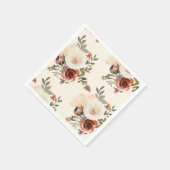 Serviette En Papier Élégant Romantique automne Floral Mariage rouge (Coin)