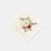 Serviette En Papier Élégant Romantique automne Floral Mariage rouge (Coin)