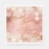 Serviette En Papier Élégant romantique Bokeh étincelant rose pâle (Devant)