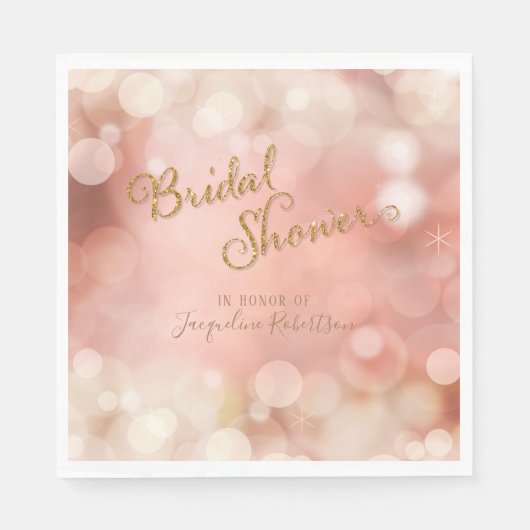 Serviette En Papier Élégant romantique Bokeh étincelant rose pâle (Devant)