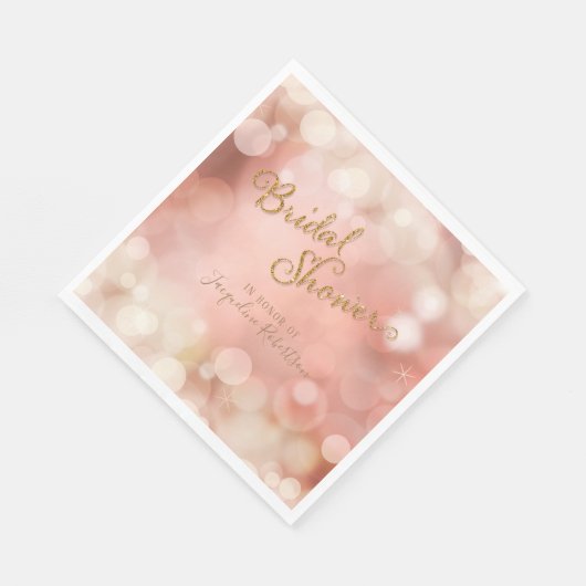 Serviette En Papier Élégant romantique Bokeh étincelant rose pâle (Coin)