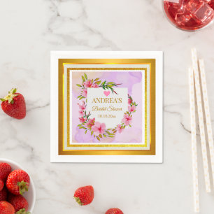 Serviette En Papier Élégant Romantique Moderne Rose Florale Enterremen