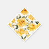 Serviette En Papier Élégant Rose aquarelle (Coin)