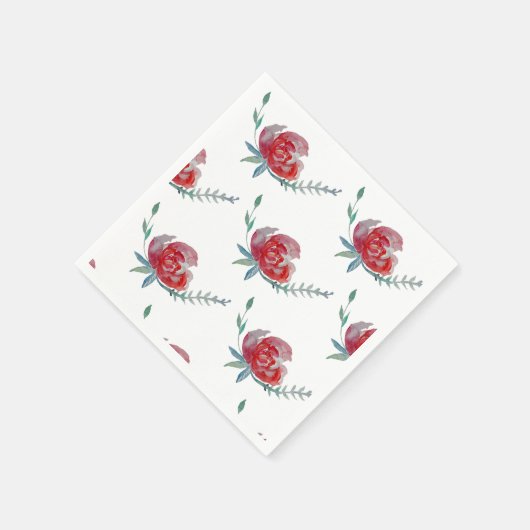 Serviette En Papier Élégant Rose aquarelle Art Napkins (Coin)