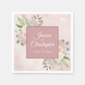 Serviette En Papier Elégant rose Aquarelle Floral Rustique Mariage (Devant)