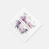 Serviette En Papier Elégant Rose aquarelle Mariage floral (Coin)