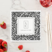 Serviette En Papier Élégant Rose Black Livre blanc Napkin (En situation)