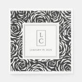 Serviette En Papier Élégant Rose Black Livre blanc Napkin (Devant)