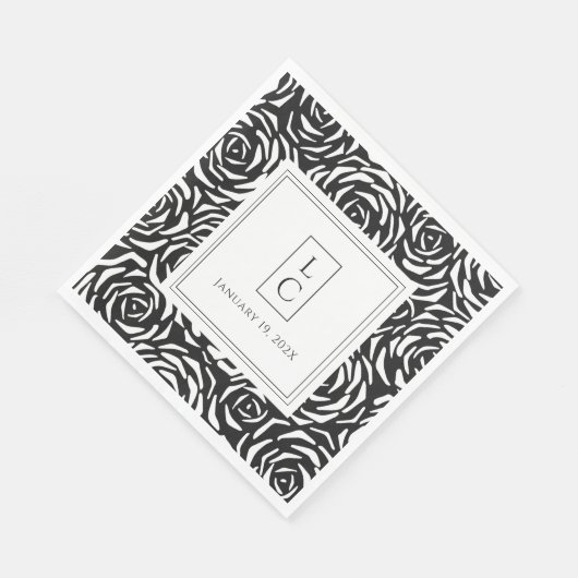 Serviette En Papier Élégant Rose Black Livre blanc Napkin (Coin)
