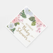 Serviette En Papier Élégant rose blanc Rose  Script Baby shower (Coin)