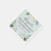 Serviette En Papier Elégant Rose blanche Floral 80e anniversaire n'imp (Coin)