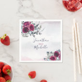 Serviette En Papier Elégant Rose Blancs et Bleus de Bourgogne (En situation)