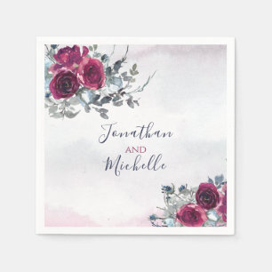 Serviette En Papier Elégant Rose Blancs et Bleus de Bourgogne