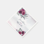 Serviette En Papier Elégant Rose Blancs et Bleus de Bourgogne (Coin)