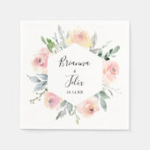 Serviette En Papier Élégant rose bleu rose Mariage Napkin (Devant)