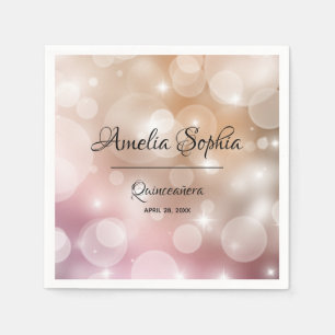 Serviette En Papier Elégant rose Blush - Rose Gold Bokeh