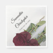 Serviette En Papier Élégant Rose Bourgogne Mariage de design diagonal (Devant)