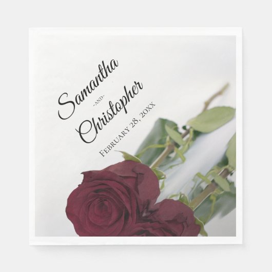 Serviette En Papier Élégant Rose Bourgogne Mariage de design diagonal (Devant)