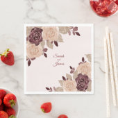 Serviette En Papier Elégant Rose Bourgogne Parties scintillant or Mari (En situation)