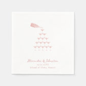 Serviette En Papier Élégant Rose Champagne Tour Mariage Script (Devant)