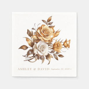 Serviette En Papier Élégant Rose chic   Parti d'engagement romantique