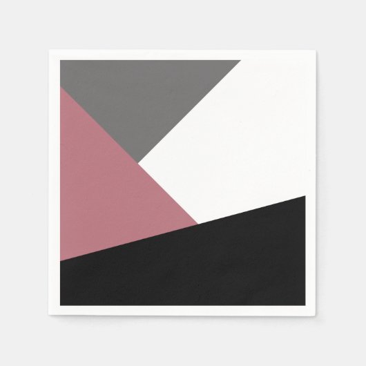 Serviette En Papier élégant rose clair, noir, gris géométrique (Devant)