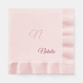 Serviette En Papier Élégant rose couleur solide monogrammé (Devant)