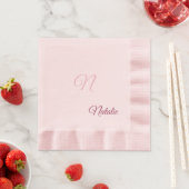Serviette En Papier Élégant rose couleur solide monogrammé (En situation)