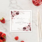 Serviette En Papier Elégant Rose d'aquarelle Bourgogne Dusty Mariage (En situation)