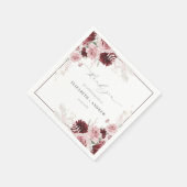 Serviette En Papier Elégant Rose d'aquarelle Bourgogne Dusty Mariage (Coin)