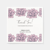 Serviette En Papier Elégant Rose d'aquarelle Mariage minimal Merci (Devant)