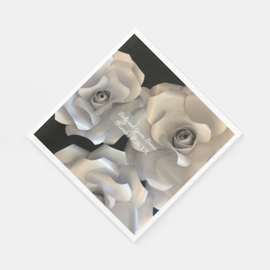 Serviette En Papier Élégant Rose d'argent (Coin)