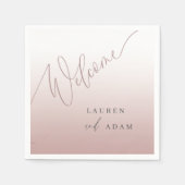 Serviette En Papier Élégant Rose de calligraphie or Mariage (Devant)