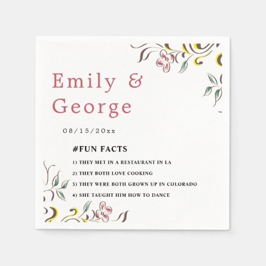 Serviette En Papier Elégant Rose de verdure simple Boho Mariage fleuri (Devant)