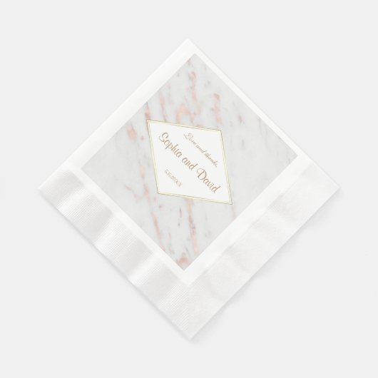 Serviette En Papier Elégant Rose Diamond or Marble Mariage (Coin)
