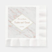 Serviette En Papier Elégant Rose Diamond or Marble Mariage (Devant)