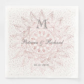 Serviette En Papier Élégant rose  d'or mandala confetti mariage (Devant)
