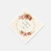 Serviette En Papier Élégant rose douce roses mariage de couronne (Coin)