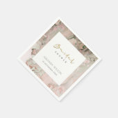 SERVIETTE EN PAPIER ÉLÉGANT ROSE DUSKY ROSE OR AGATE FÊTE DES MARIÉES (Coin)