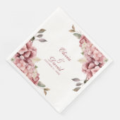 Serviette En Papier Élégant Rose Dusty moderne Hydrangea Mariage (Coin)