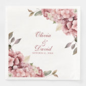 Serviette En Papier Élégant Rose Dusty moderne Hydrangea Mariage (Devant)