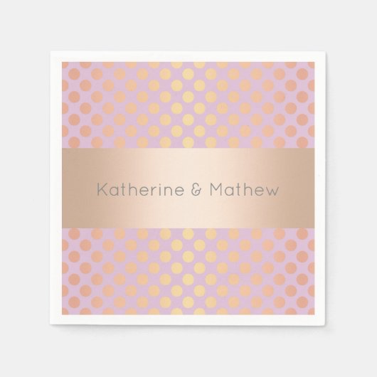 Serviette En Papier Elégant rose élégant or pois motif rose (Devant)