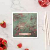 Serviette En Papier Elégant rose en cuivre moderne or marbre vert (En situation)
