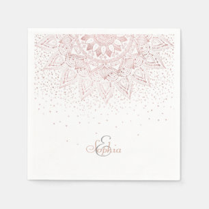 Serviette En Papier Elégant rose en or mandala confetti design