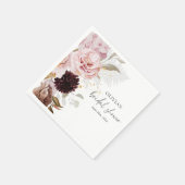 Serviette En Papier Élégant Rose Floral Fête de Mariage  (Coin)