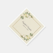 Serviette En Papier Élégant Rose Floral Gold Mariage Couple Cocktail (Coin)