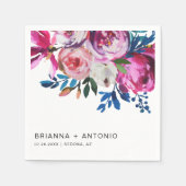 Serviette En Papier Élégant rose Floral Mariage moderne (Devant)