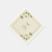 Serviette En Papier Élégant Rose floral métal Mariage or  lunshell (Coin)