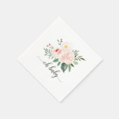 Serviette En Papier Élégant rose Floral Oh Baby shower Napkin (Coin)